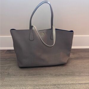 Tory Burch Grey Pebbled Leather Tote